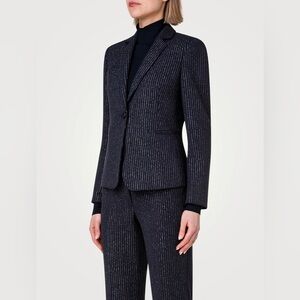 Akris Punto New Single Breasted Blazer In Metallic Pinstripe Print Size US 10